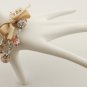 White floral cotton beads and eggshell satin ribbon bracelet
