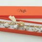 White floral cotton beads and eggshell satin ribbon bracelet