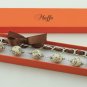 Cream floral cotton beads and brown satin ribbon bracelet