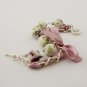 Floral cotton beads and orchid satin ribbon bracelet