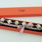 Floral cotton beads and orchid satin ribbon bracelet