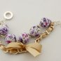 Purple cotton beads and yellow satin ribbon bracelet