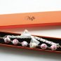 Red flowers cotton beads and white satin ribbon bracelet