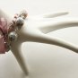 Cream fabric beads and lilac satin ribbon bracelet