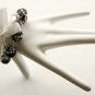 Black fabric beads and white satin ribbon bracelet