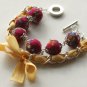 Red cotton beads and yellow satin ribbon bracelet