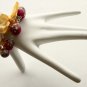 Red cotton beads and yellow satin ribbon bracelet