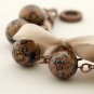 Dark Blue Beads and Beige Satin Ribbon Bracelet