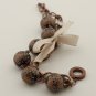 Dark Blue Beads and Beige Satin Ribbon Bracelet