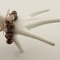 Dark Blue Beads and Beige Satin Ribbon Bracelet