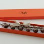 Dark Blue Beads and Beige Satin Ribbon Bracelet