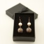 Antique Copper, Dark Blue Japanese beads and Shell Pearls Earrings