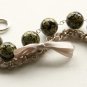 Ivory Satin Ribbon and Black Kimono Beads Bracelet