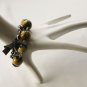 Black Satin Ribbon and Yellow Roses Beads Bracelet