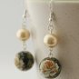 Yellow Shell Pearls and Roses Earrings