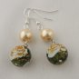 Yellow Shell Pearls and Roses Earrings