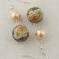 Yellow Shell Pearls and Roses Earrings