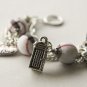 White Tartan Beads and Telephone Booth Bracelet