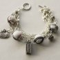 White Tartan Beads and Telephone Booth Bracelet