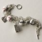 White Tartan Beads and Telephone Booth Bracelet