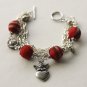 Red Tartan Beads and Angel Bracelet