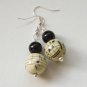 Musical Paper Beads and Black Pearls Earrings