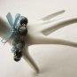 Black Satin Ribbon and Blue Roses Beads Bracelet