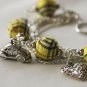 Yellow Tartan Beads and Car Charm Bracelet