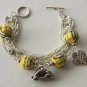 Yellow Tartan Beads and Car Charm Bracelet