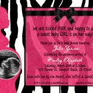 ZEBRA & HOT PINK Ultrasound Photo Baby Shower Invitation