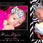 ZEBRA Leopard CHEETAH Animal Print Baby Birth Announcement