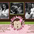 Lil' Monkey Girl Ultrasound Sonogram Photo Baby Shower Invitation