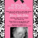 Black & Hot Pink Girl Ultrasound Sonogram Photo Baby Shower Invitation