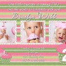 CUPCAKE CUPCAKES GIRLY FIRST BIRTHDAY INVITATIONS