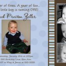 Boy First 1st Birthday Party Photo Invitation Blue Chocolate Brown