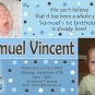 Boy First 1st Birthday Party Photo Invitation Blue Chocolate Brown