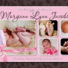 GIRL PINK BROWN MODERN Baby Birth Announcement