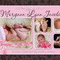 GIRL PINK BROWN MODERN Baby Birth Announcement
