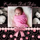 GIRL PINK BLACK MODERN Baby Birth Announcement