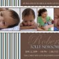 Boy Blue & Chocolate Brown MODERN Baby Birth Announcement