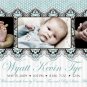 Boy Blue & Chocolate Brown MODERN Baby Birth Announcement