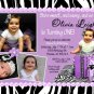ZEBRA WILD CHILD SASSY DIVA LIME PURPLE PINK BIRTHDAY INVITATION