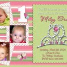 PRINCESS CROWN TIARA 1st First Birthday Party Invitation