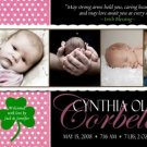 SHAMROCK IRISH BLESSING Baby Girl Birth Announcement