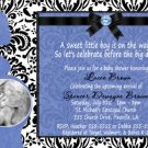 Damask Pregnant Mom Baby Shower Invitation Boy Girl Ultrasound Photo