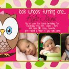 OWL 1st First Birthday Invitations Look Whoo's Turning ONE