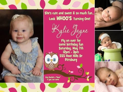 Look Whoo's Turning One OWL 1st Birthday Invitations