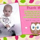 OWL 1st, 2nd, 3rd Photo Birthday Invitation Thank You Card