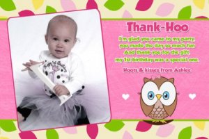OWL 1st, 2nd, 3rd Photo Birthday Invitation Thank You Card