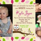 Girl's OWL 1st, 2nd, 3rd Birthday Party Invitations or Thank You Card